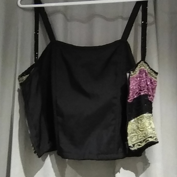 Vintage LAURENCE KAZAR BEADED SEQUIN SPAGHETTI TOP - Picture 6 of 6